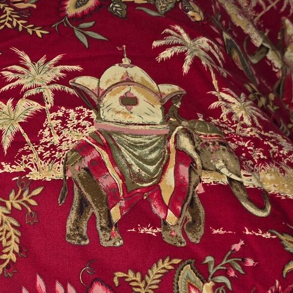 2 Custom King Tropical Jacobean Jungle Elephants Palm Trees Fabric Pillow Shams - Picture 5 of 13